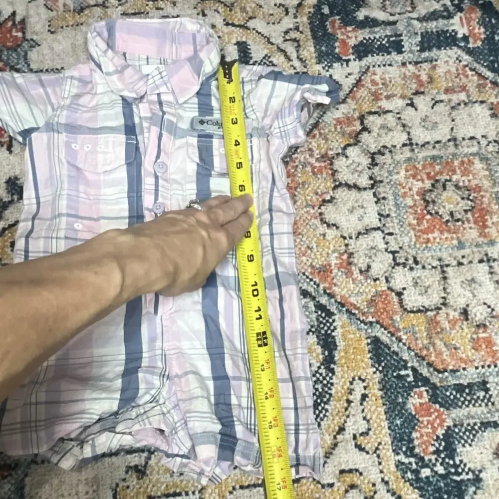 Columbia PFG Bonehead Baby Girl Plaid Romper, Pink & Gray, Size 6-12 Months